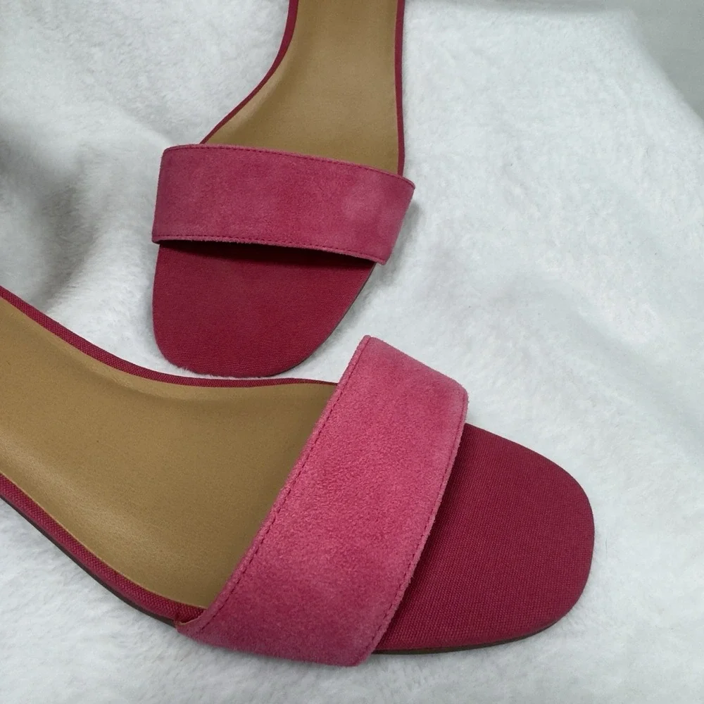 Franco Sarto L-Rosalina Open‎ Toe Pink Block Heel Women Sandals Size 9.5 M